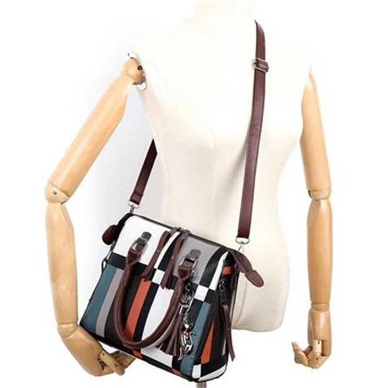 Sac cabas femme ensemble de 4 Pièces Rouge-Noir-Bleu A-Bleu-Marron-ShopGET® 