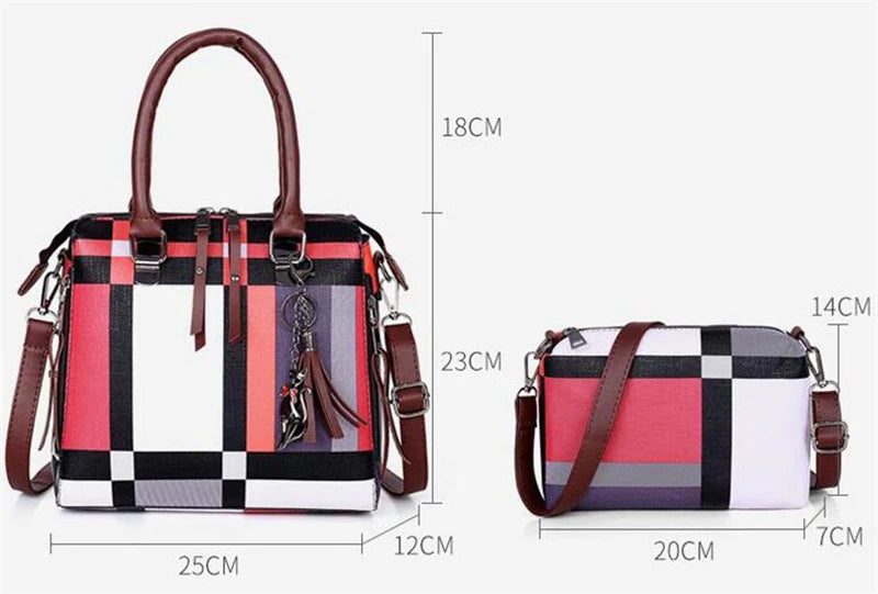 Sac cabas femme ensemble de 4 Pièces Rouge-Noir-Bleu A-Bleu-Marron-ShopGET® 