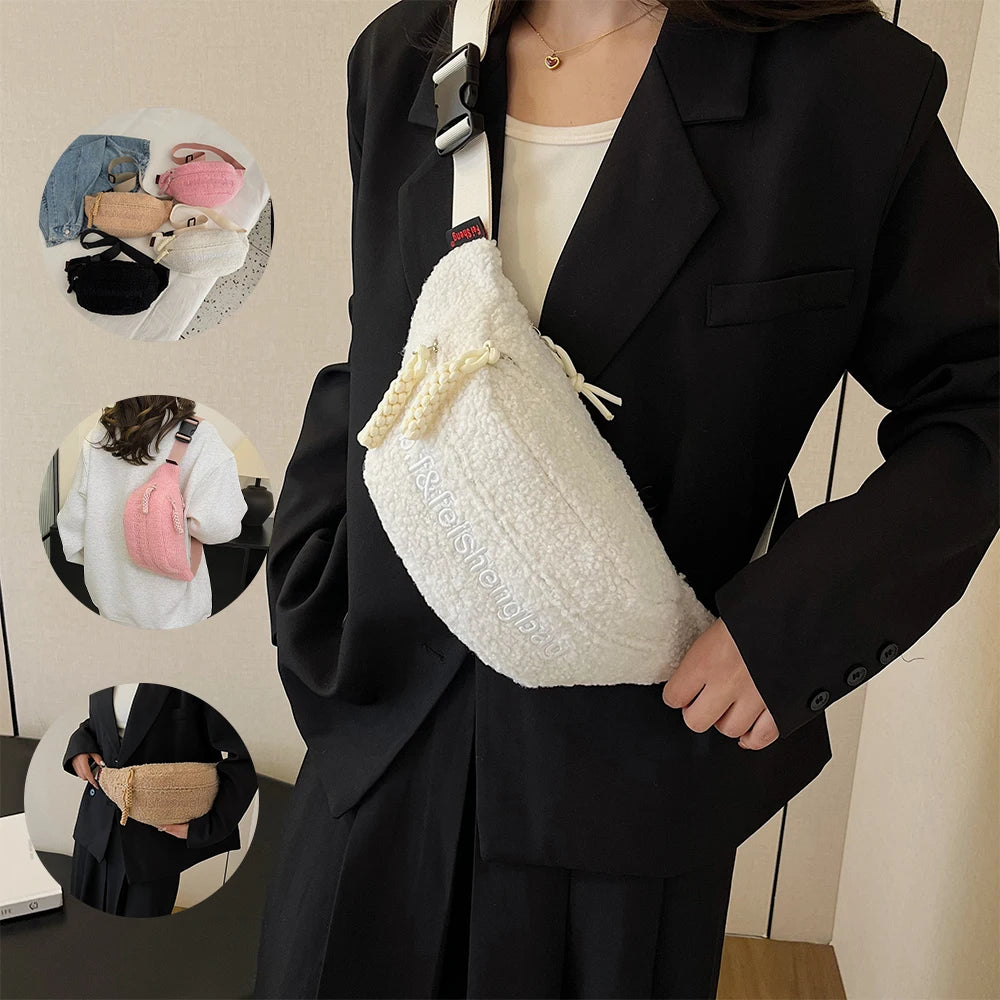 Sac banane velours côtelé rose femme