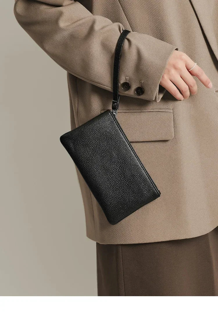 Pochette femme cuir noir Noir / 20cmx1cmx11cm-ShopGET® 