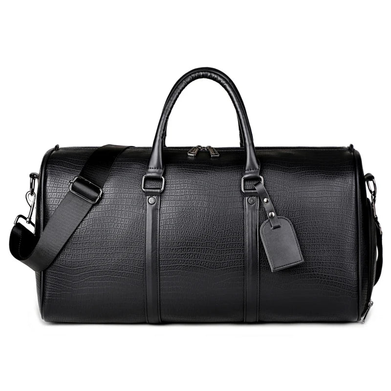 Sac weekend femme en cuir solide et premium Noir-ShopGET® 