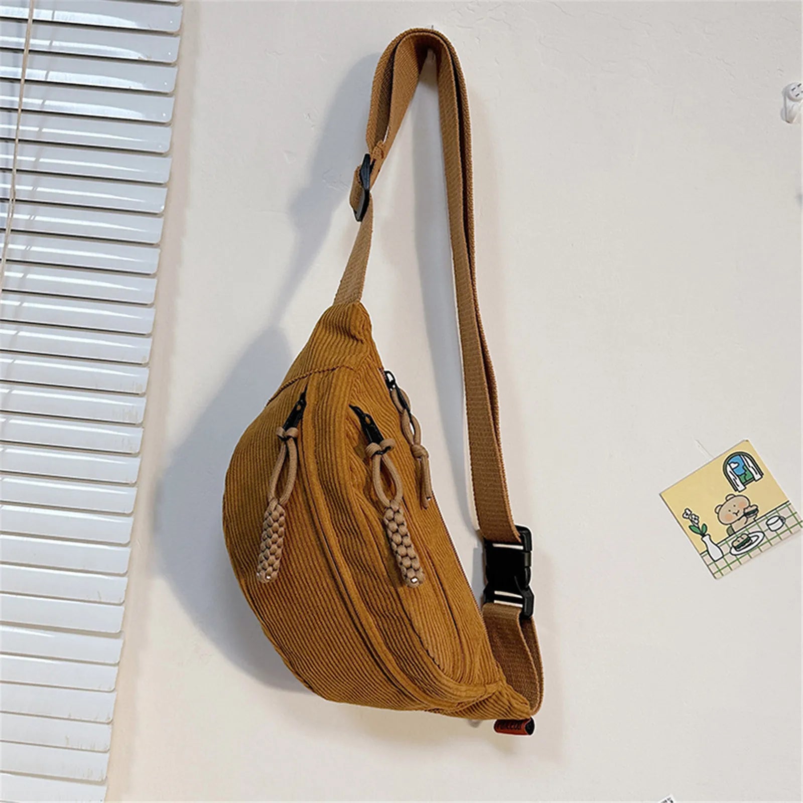 Sac banane velours côtelé pour femme