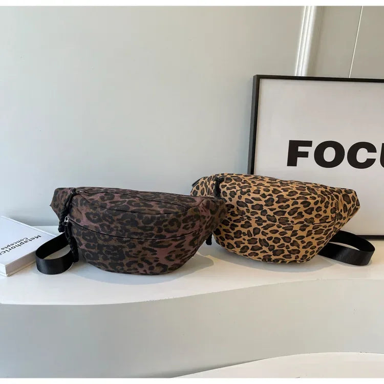 Sac banane léopard en canvas tendance