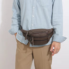 Sac banane en cuir camel homme