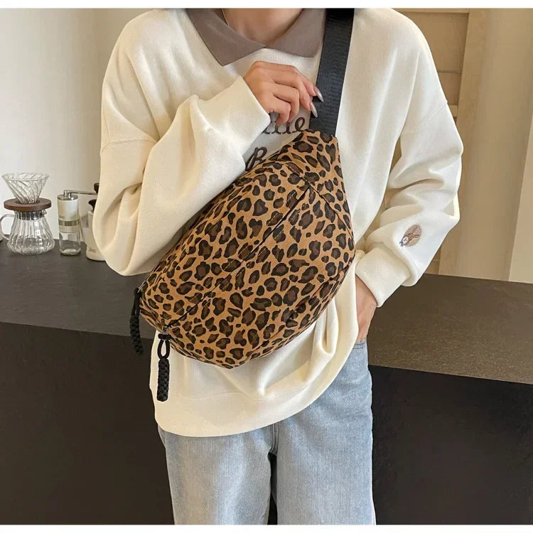 Sac banane léopard en canvas tendance