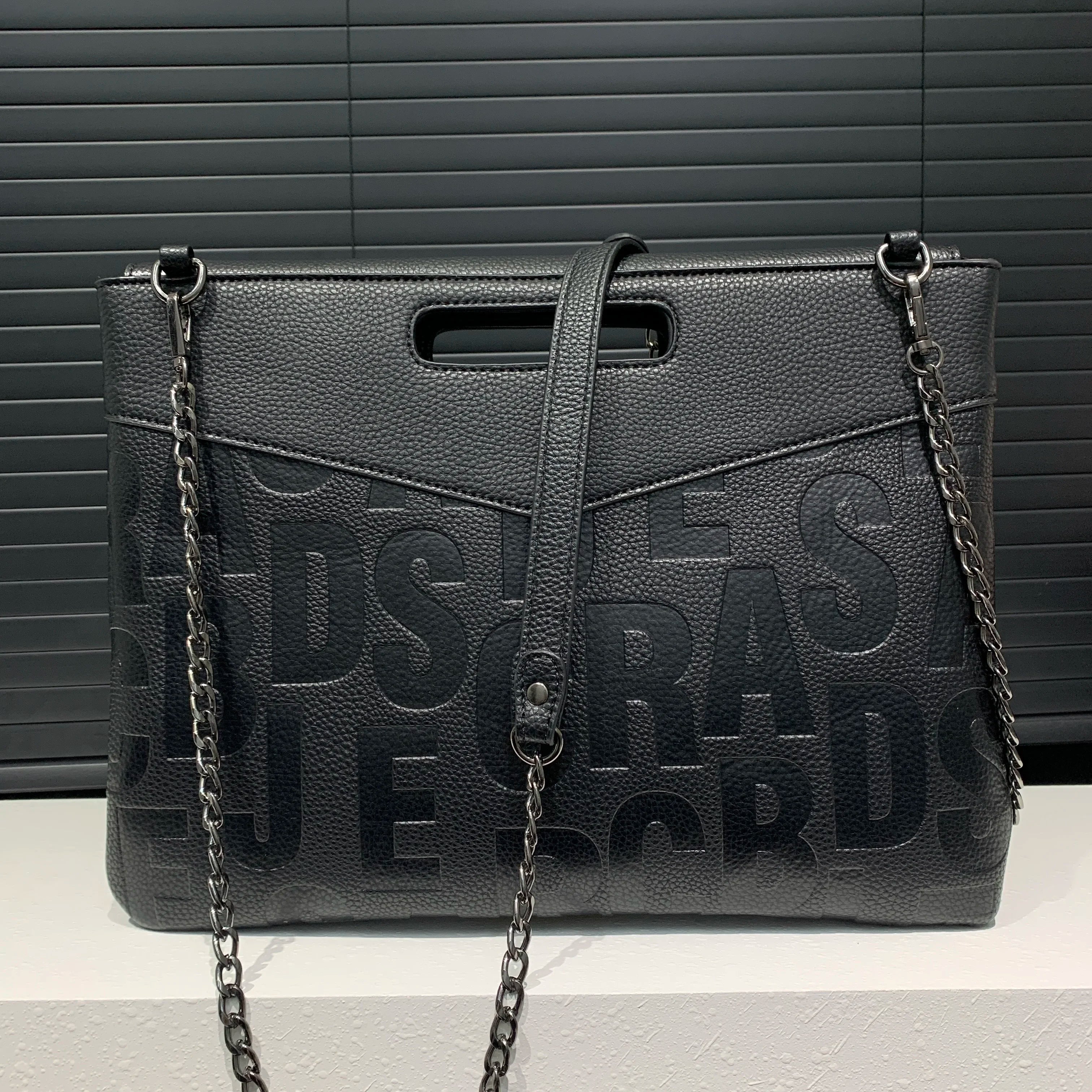 Grande pochette femme à bandoulière Marron-Noir-ShopGET® 