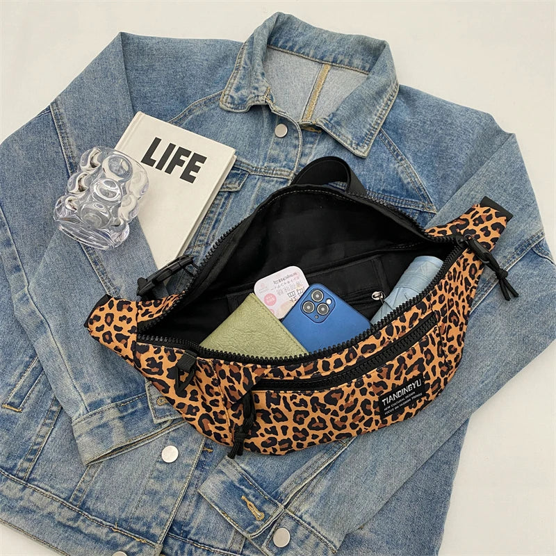 Sac banane léopard anti-vol en toile