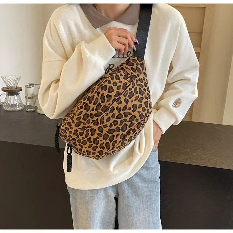 Sac banane léopard en canvas tendance