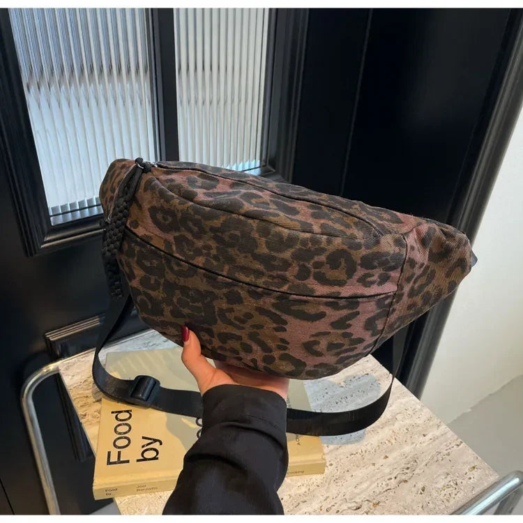 Sac banane léopard en canvas tendance